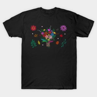 Dot Art Floral Arrangement T-Shirt